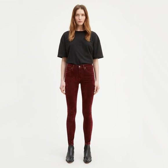 Levi's Denim - Levi's 721 Made a& Crafted High Rise Velvet Jeans in Burgundy - LIKE NEW